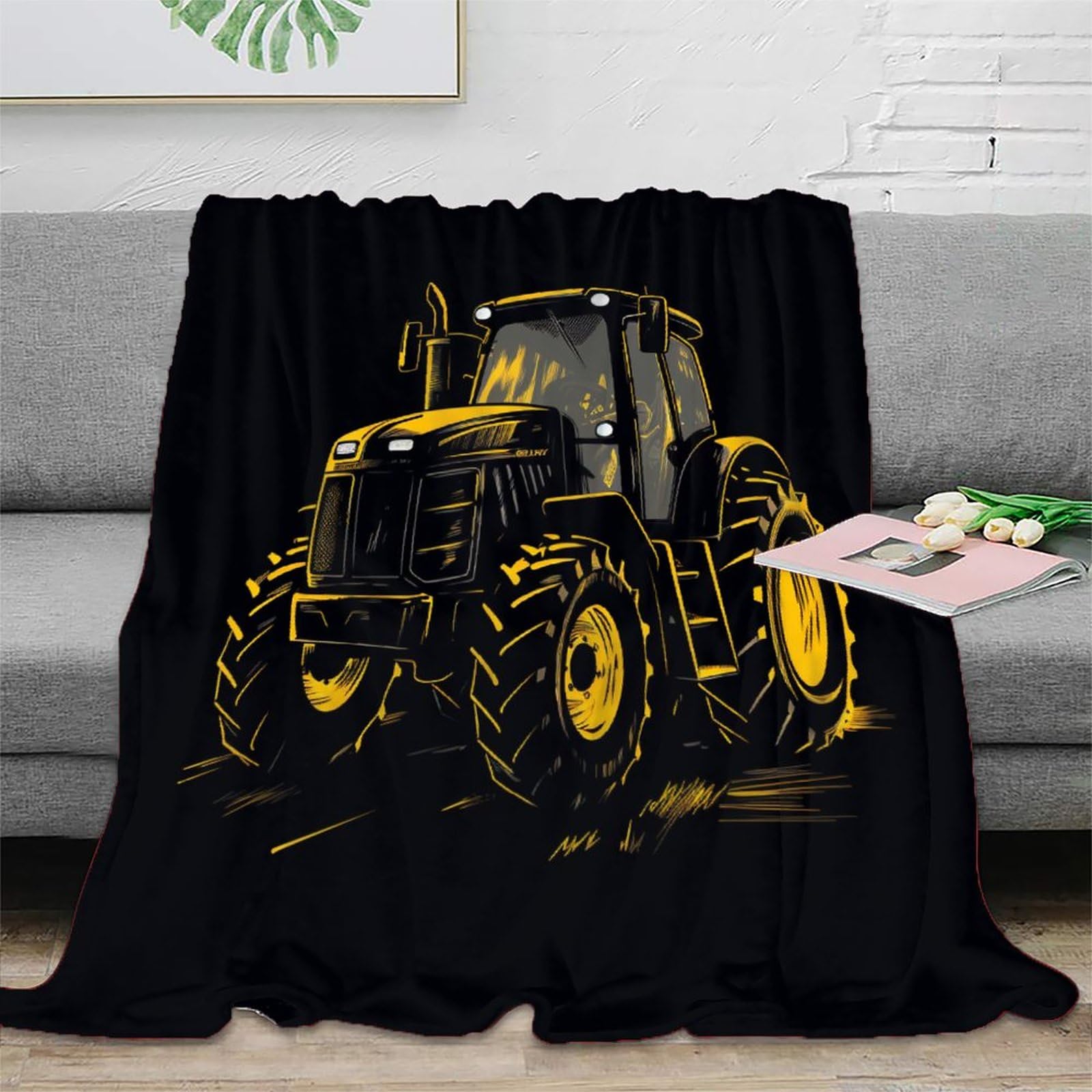 KKOLASXZE 3D Printed Tractor Blanket Soft And Warm Super Soft Cozy Fuzzy Warm Throws with Anti-wrinkle/anti-tarnishing Lightweight for Bed And Sofa And Couch, Kids Adults 40x50inch(100x130cm)