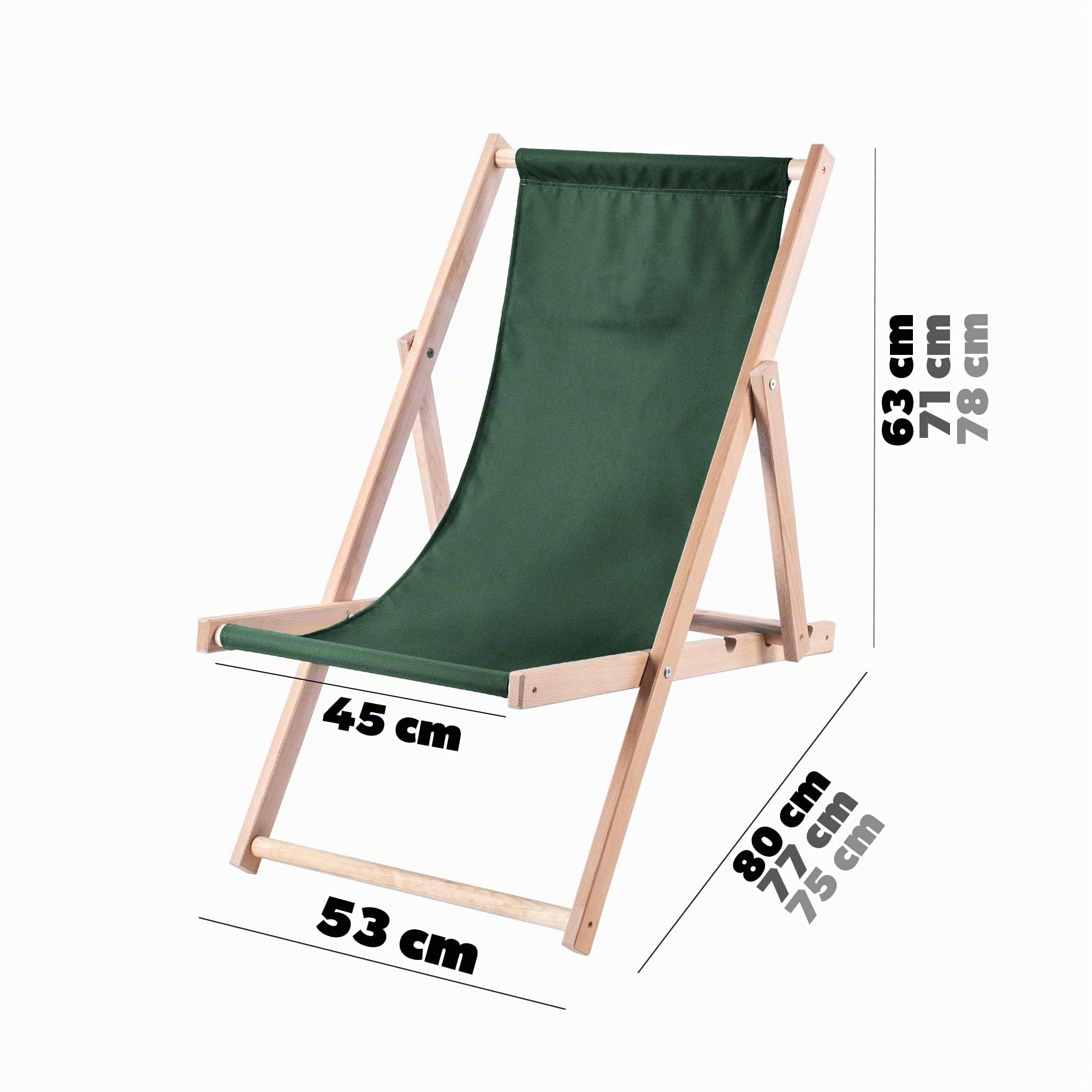 KADAX Sedia a Sdraio Pieghevole in Legno Massello di Faggio, Regolabile per il Relax al Mare, sul Balcone, in Terrazza e nel Giardino (Verde Scuro)