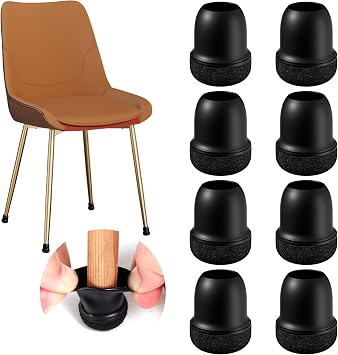 24 Pcs Small Chair Leg Floor Protectors, Chair Leg Protectors for Hardwood Floors, Silicone Chair Leg Caps Covers, Round Felt Furniture Pad Protect Floor from Scratches & NoiseBlack, Fit 0.55"-0.75"