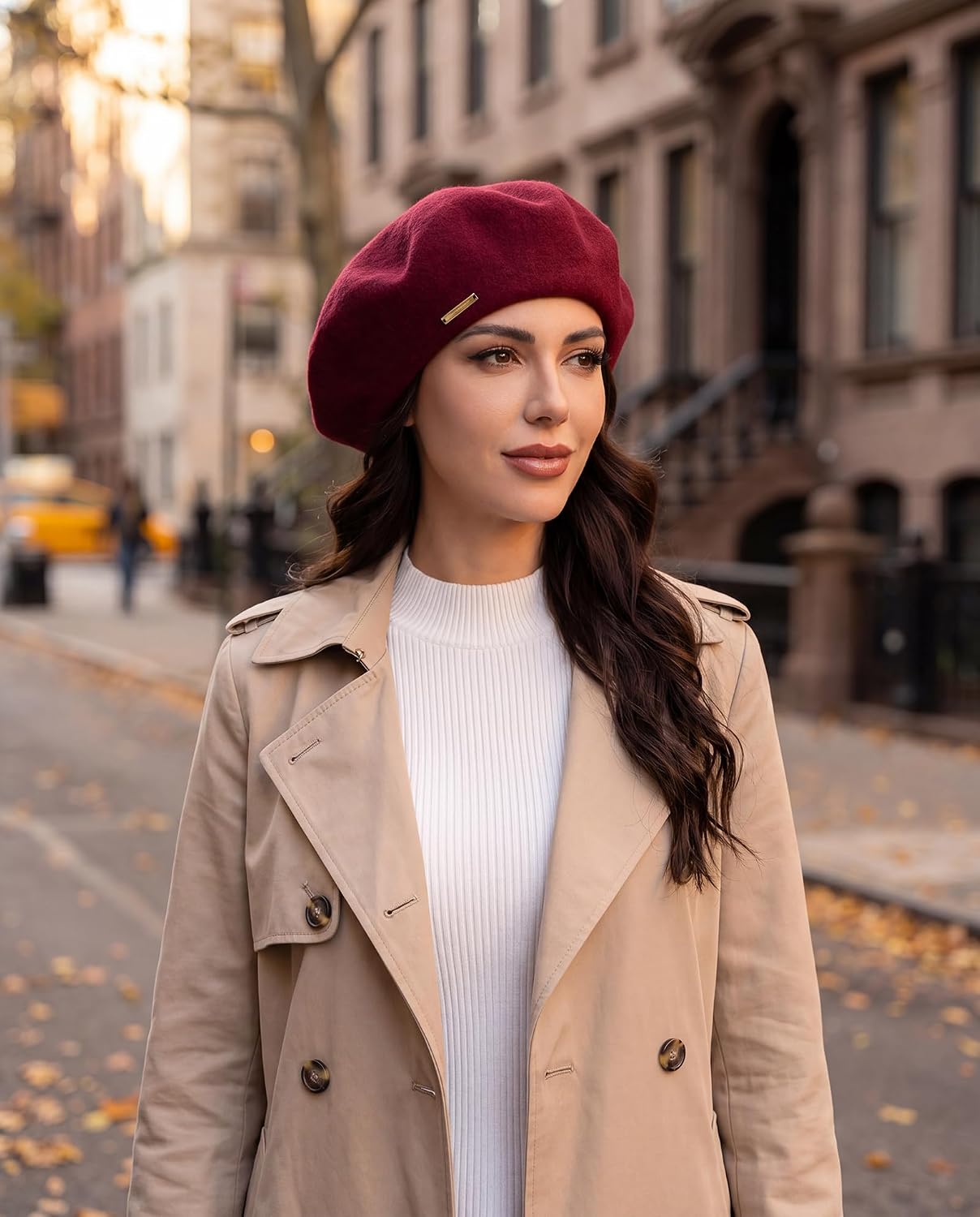 Super Large Brim Wool Beret Hat for Women - 90% Wool Oversized Classic French Berets Solid Color Painter's Hat