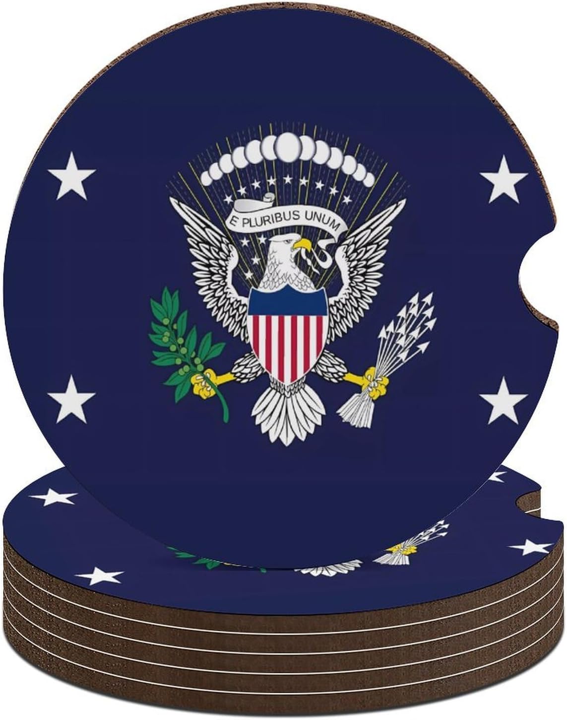 Flag of The President of The United States Cute Car Coasters 2.56 Inch Absorbent Cup Holder for Drinks Auto Interior Accessories