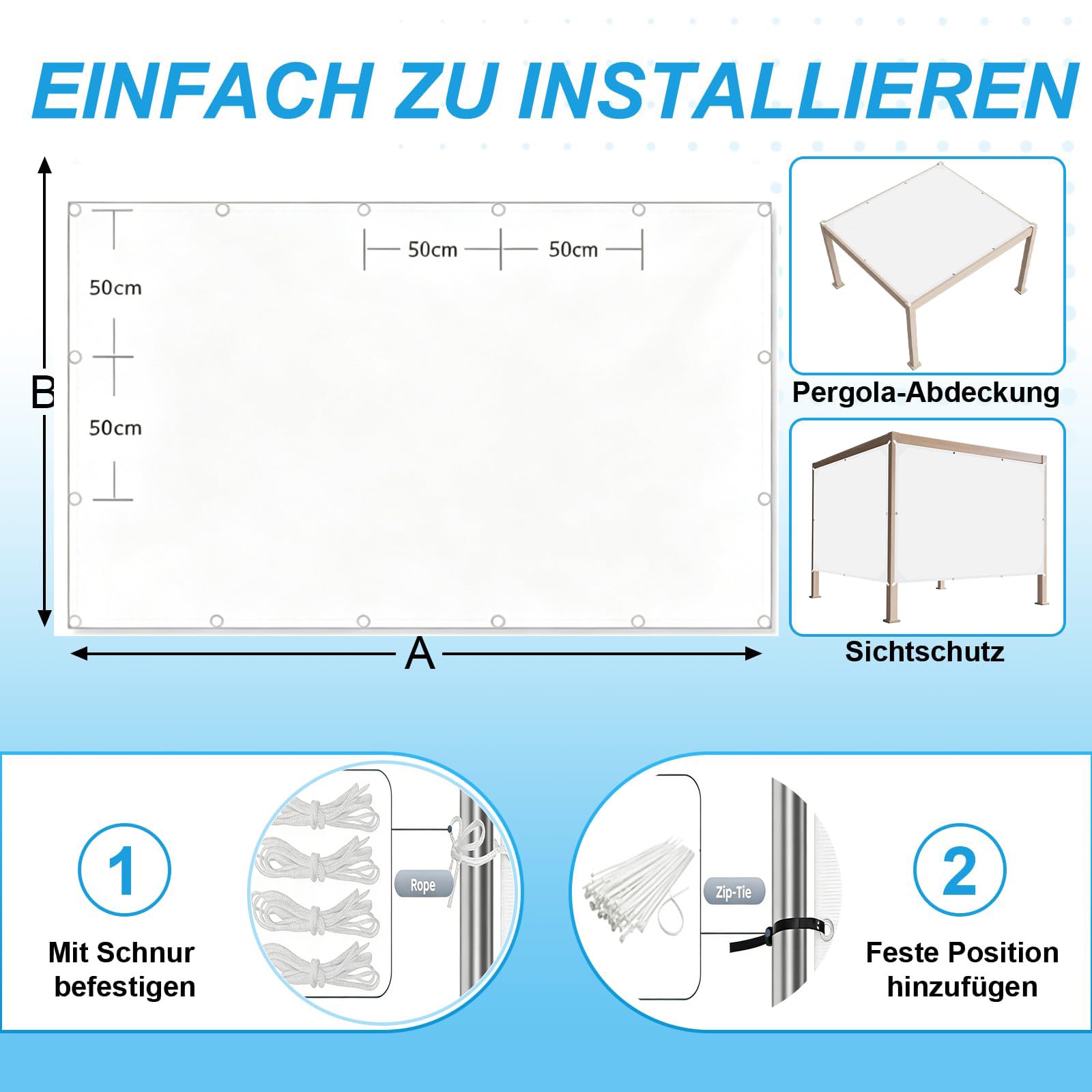 Tenda Ombreggiante 2.4x4.7m/240x470cm Bianco Recinzione Copertura per Balcone,Telo Copri Ringhiera E Schermo Privacy Con Occhielli,Impermeabile Copri Ringhiera Balcone per Terrazza E Giardino