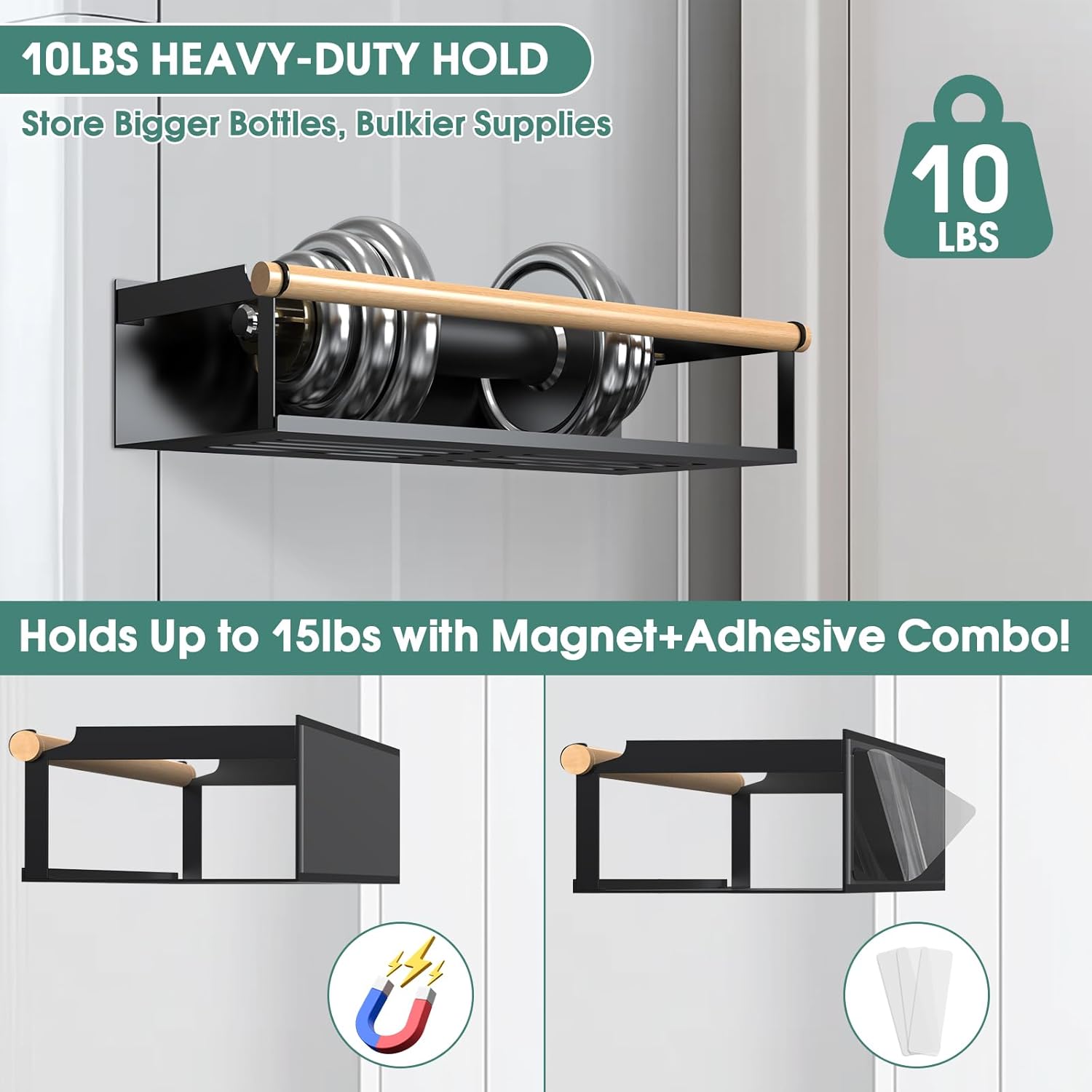 POLRAI 4 Pack Magnetic Shelves for Washing Machine Magnetic Shelf for Fridge Powerful Magnetic Shelves with Double Sided Tape for Laundry Room Kitchen Bathroom Organization