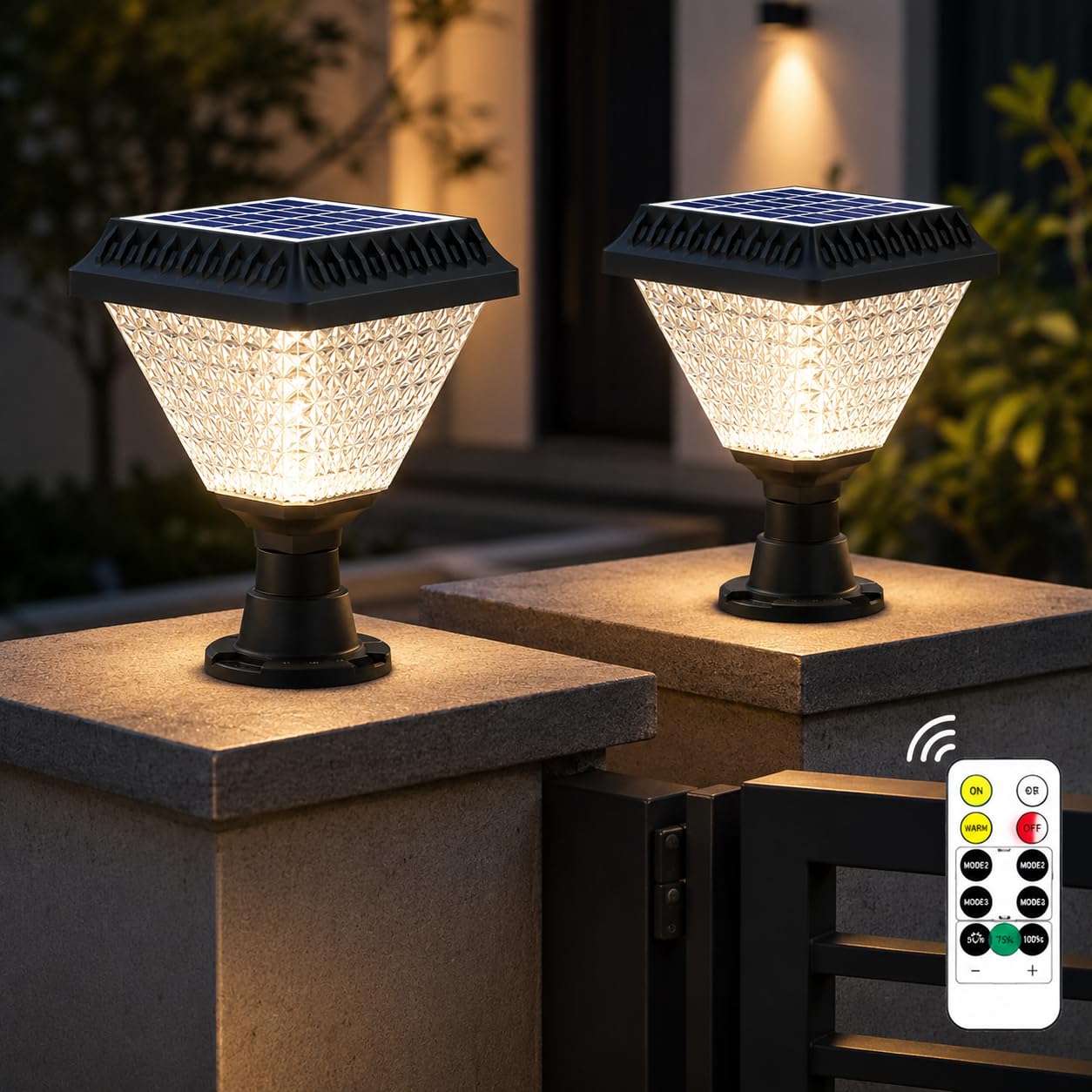 Solar Gate Light with Remote, RGB & Warm White, 800 Lumen Pack of 2 | Solar Powered, 33 LED Sources, Waterproof Outdoor, Multiple Lighting Modes, Garden & Pathway Use-image-14