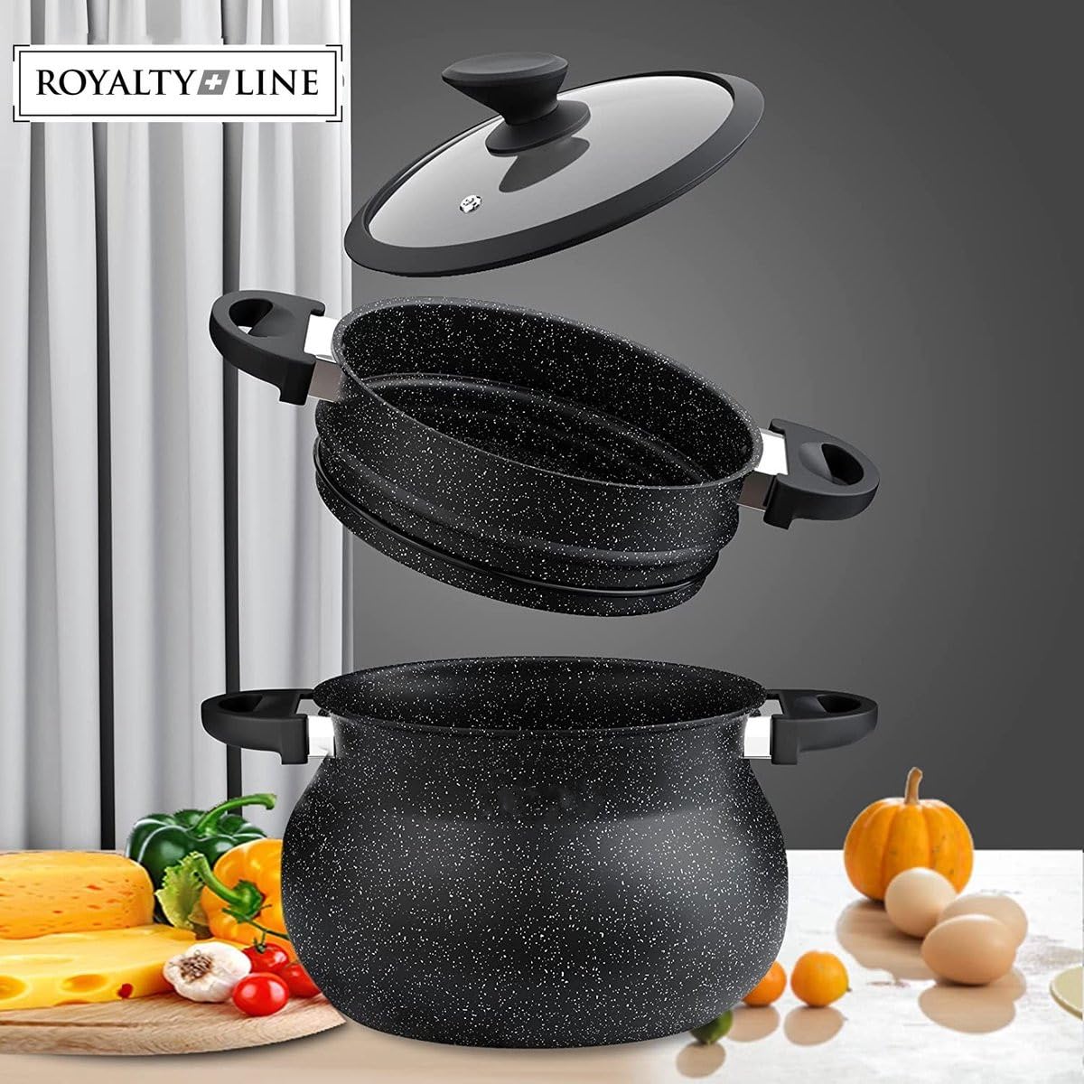 Royalty Line Couscoussier di Alta qualità, 9 l, 24, Nero, L