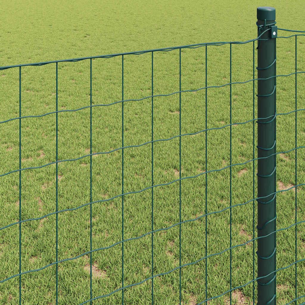 Ogrodzenie euro, zielone 0,8 x 10 m, żelazo powlekane PCW, wytrzymałe ogrodzenie ogrodowe do użytku na zewnątrz, trwała bariera dla zwierząt, łatwy montaż do ogrodu, na podwórko i taras