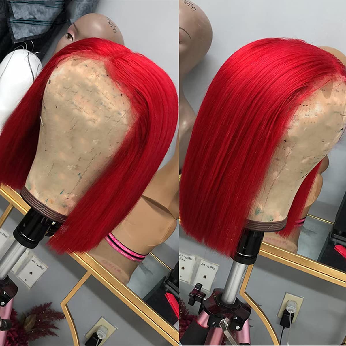 Amazon.com : Lace Front Human Hair Wigs Brazilian Remy Hair Red Long Bob  Wig with Pre Plucked Natural Hairline with Baby Hair 13x4 Red Lace Frontal  Wigs 16 Inch : Beauty &