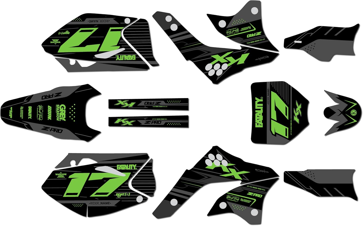 Graphics Kit for Kawasaki KX 450F (2006-2008) Axis Series Cyan 09 Mil - Dirt bike Custom Racing Graphics Decals Stickers Kit, no-plastics