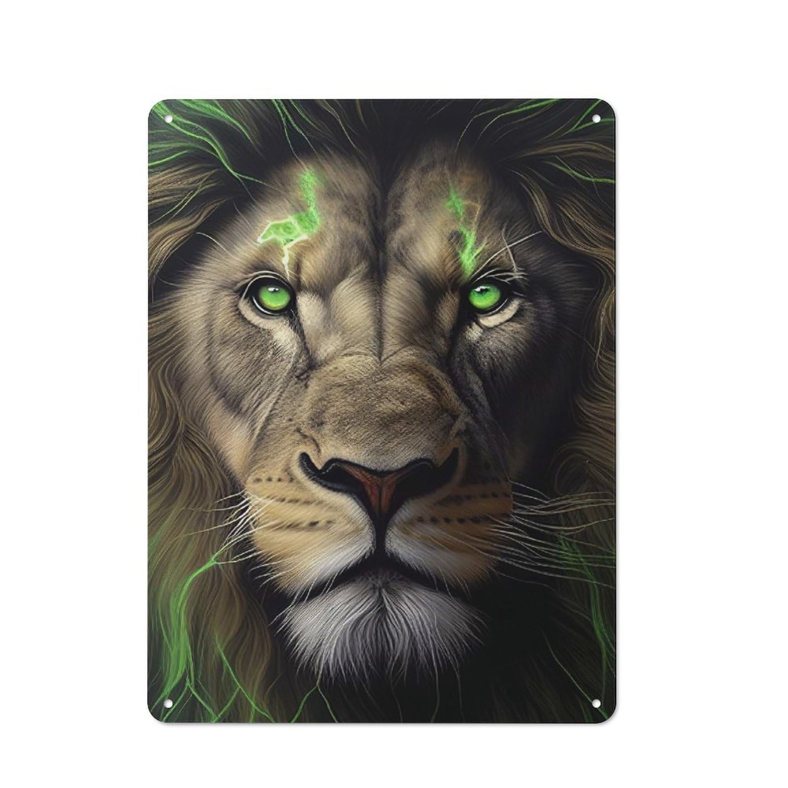 Junmoney Angry Lion Lightning Metal Wall Sign 40X30cm Featuring For Bar Or Restaurant, For Restaurant Interior Fans