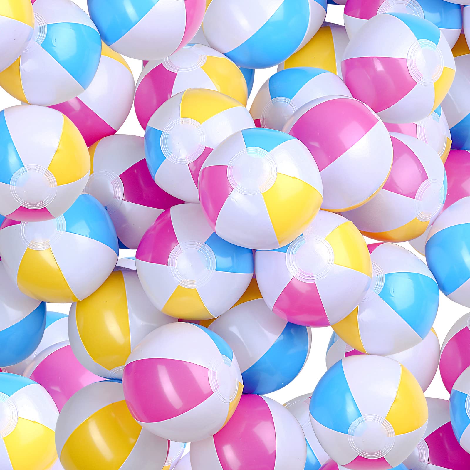 Zhanmai 4 to 5 Inch Beach Balls White Blue Yellow and Purple Beach Balls Inflatable Summer Toys Games Party Favors for Kids Hawaiian, Beach, and Pool