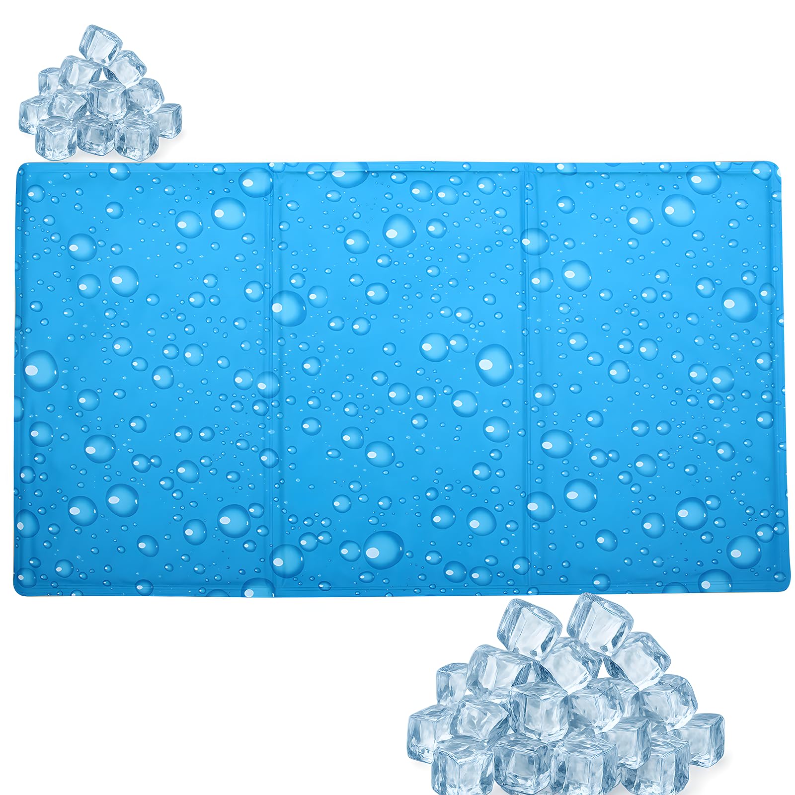 Large Dog Cooling Mat 90 x 50cm, Durable Scratch-Resistant Pet Cool Mats, Foldable Leakproof Gel Cats Self Cooled Pads