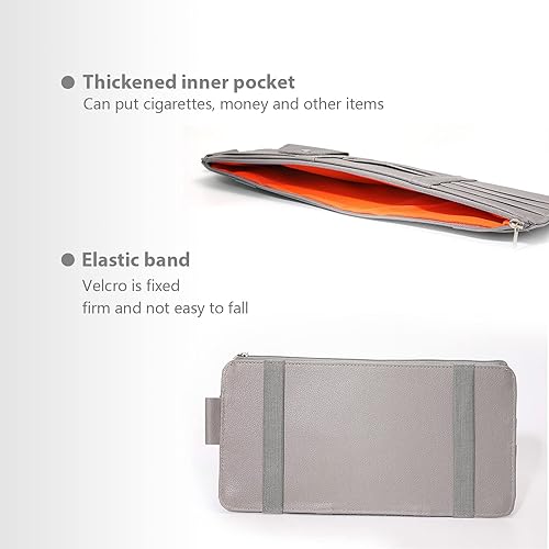 Miniatura 4 de Yonput 1 organizador de visera solar para automóvil, bolsa de almacenamiento de cuero con cremallera, 11.4 x 5.9 pulgadas, soporte multifuncional