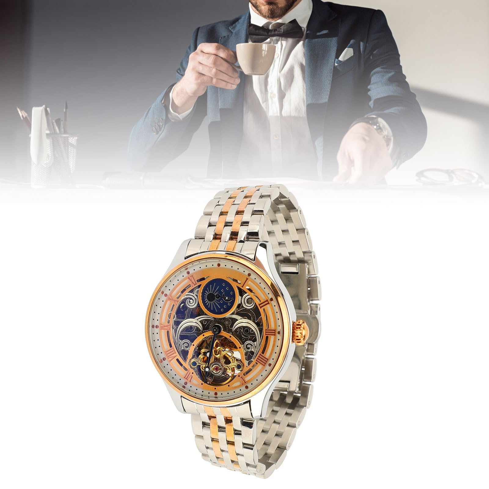 TOPINCN Tourbillon Mechanical Watch for Men with Unique Skeleton Design