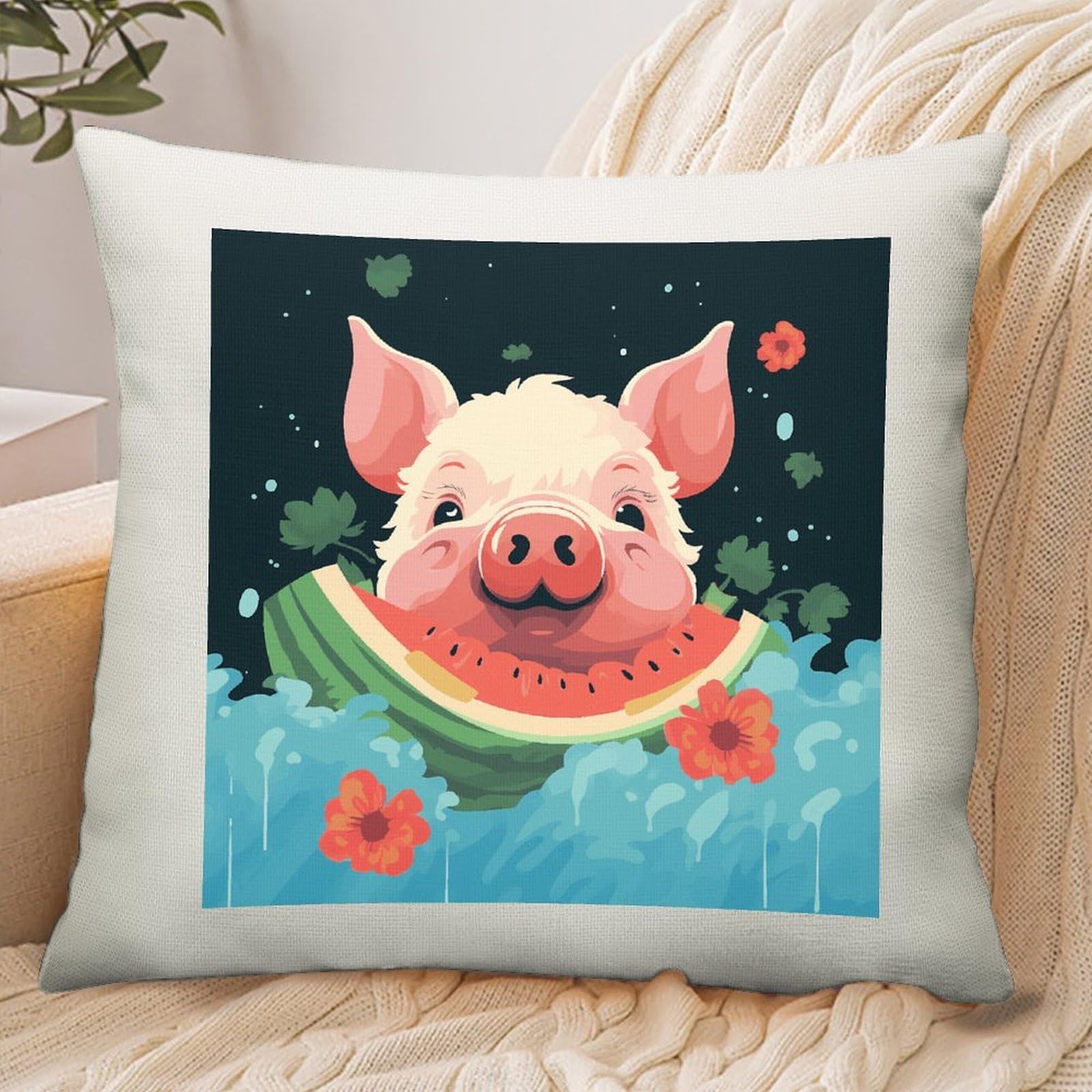 Adfgyerh Style Smiling (24) Pillow Cover Breathable,Pillowcases Boho Decorative Envelope Closure,Throw Pillow Covers For Beach,Patio,Balcony,Couch Living Room 16 * 16In