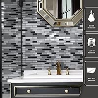 Vista 3 de Art3d Azulejo Autoadhesivo de 12" x 12" para Salpicadero de Cocina, Ladrillo Gris (6 Azulejos)