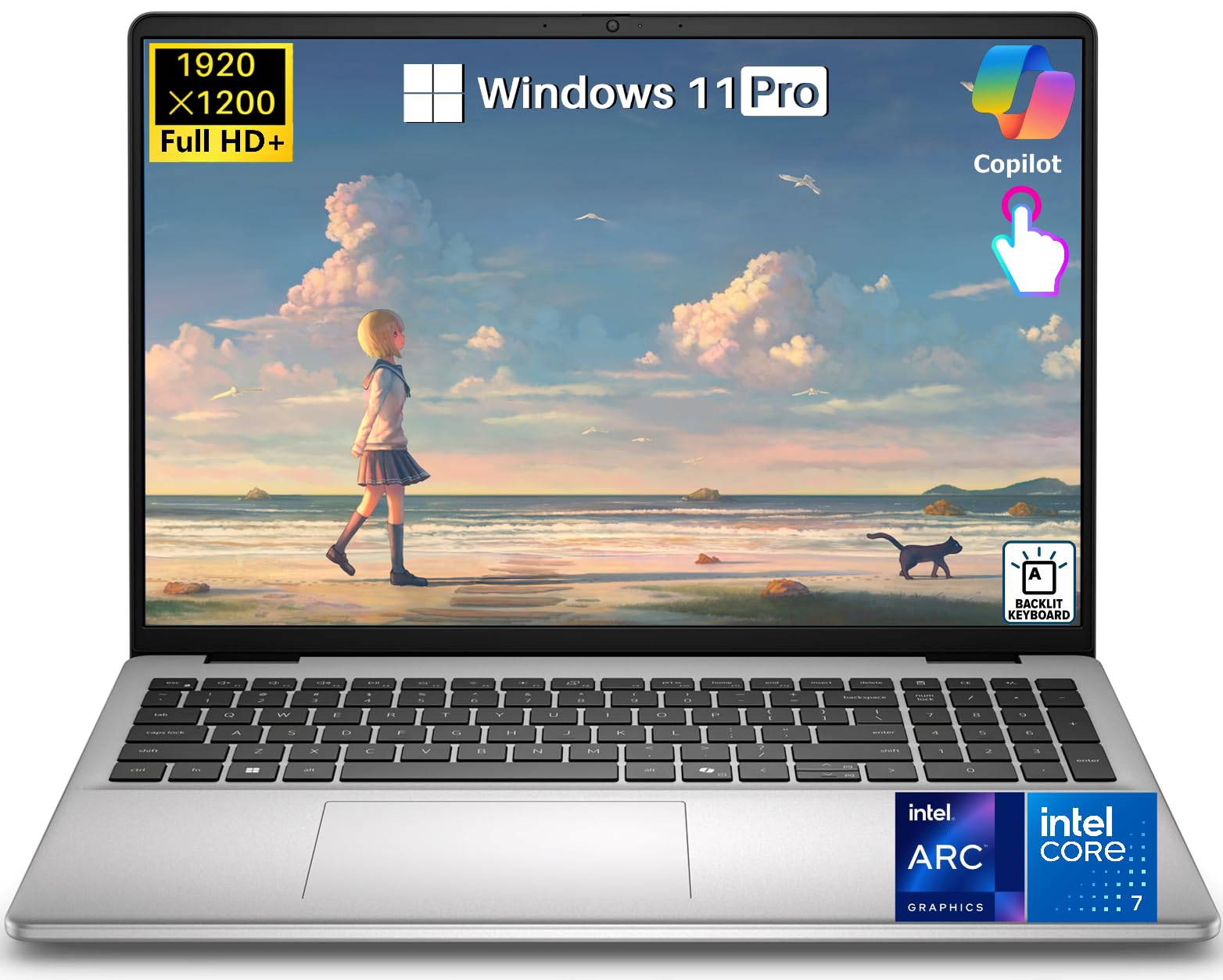 16 Touchscreen Laptop DC16251, Intel 10-Core Core 7 150U (up to 5.4 GHz), 32 GB DDR5 RAM, 1 TB SSD, 16" FHD+ IPS 300 Nits Display, Copilot AI, Intel Graphics, Backlit KB, Wi-Fi 6E, Windows 11 Pro