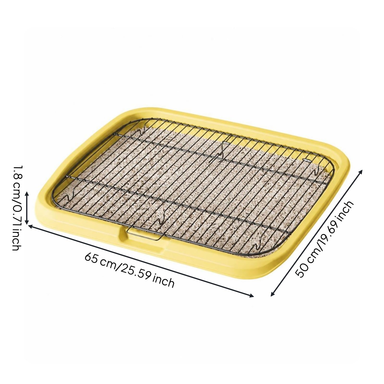 Colcolo Plateforme de Repos Bac à Déjections Chien Plateau Potty Tapis Grille Amovible avec Zone Texturée et Ouverture Basse en PP et Fer Adaptée aux, Jaune Mangue, Style to 4