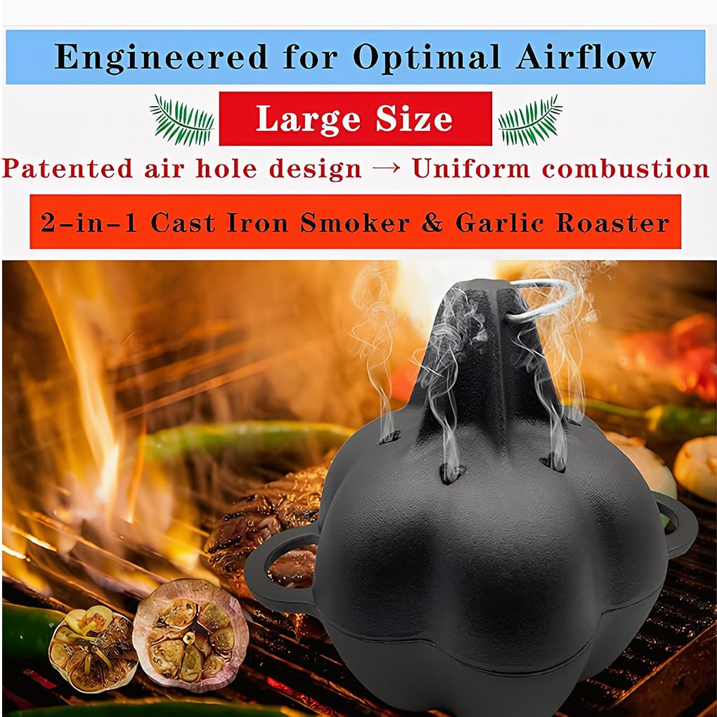 Grande griglia affumicatrice, cottura progettata per arrostire l'aglio, design 3D, utilizzo, griglie e forni, verdure aromatizzate e, Arrostitore + Coperchio