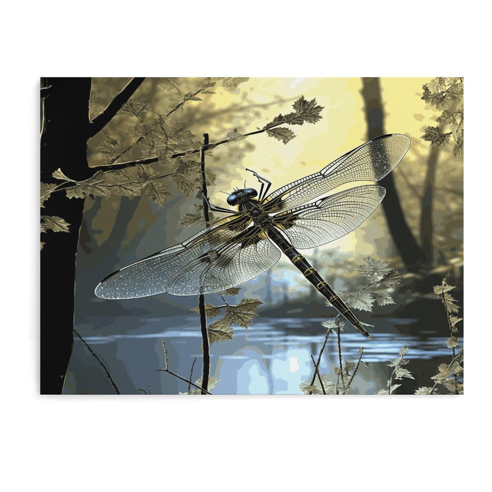 Fodpand Unframe-Style Dragonflies Bathroom Wall Art Canvas Prints, Artwork For Walls For Living Room Hallway Stair Office Wall Decor, Pictures Home Decor 15.7X11.8 Inch