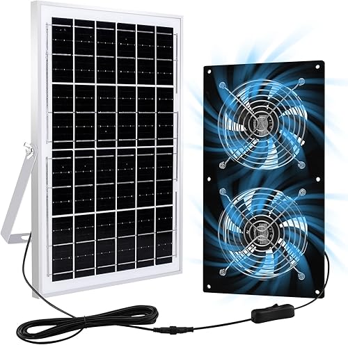 HNRLOY Extractor de energía solar, panel solar de 20 W con ventilador de escape solar de alta velocidad de 8 pulgadas para invernadero, gallinero,
