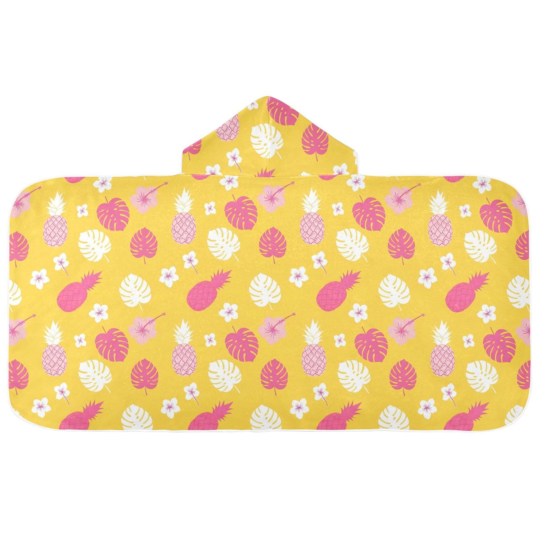 Fuauuyl Monstera Leaves Pineapples Hooded Baby Bath Towel Soft & Breathable Towel for Newborns Infants Toddlers, Nursery Essential