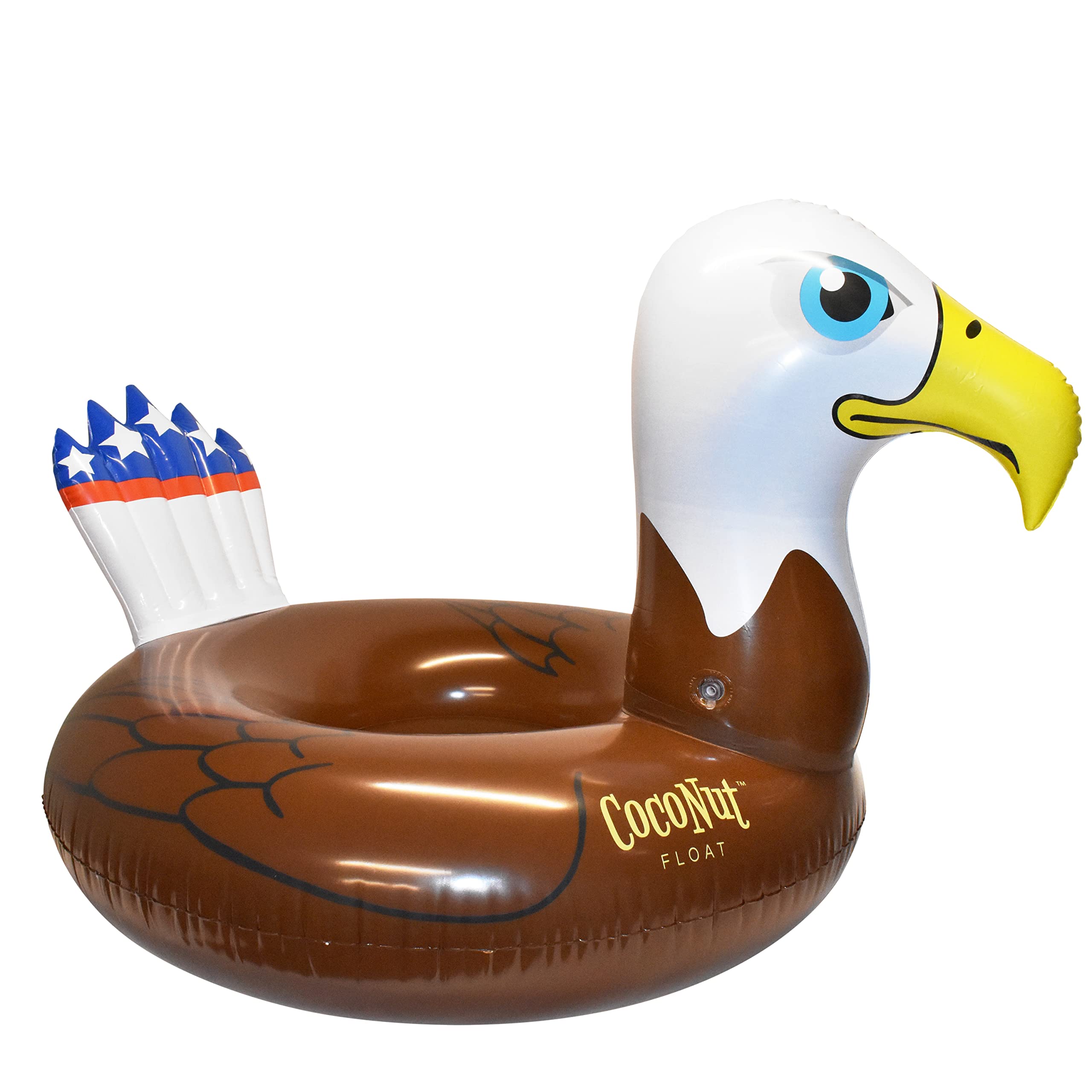 CocoNut Outdoor Patriotic Bald Eagle Pool Float – Inflatable Pool Ring – Durable Long Lasting Lounge Tube and Water Toy – Fun Decoration for Parties, Events – Ages 8+ years