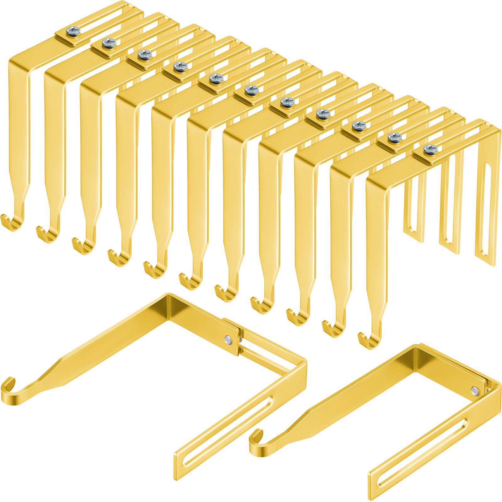 Amylove 12 Pcs Adjustable Cubicle Hooks Metal Hangers, Gold, Classic