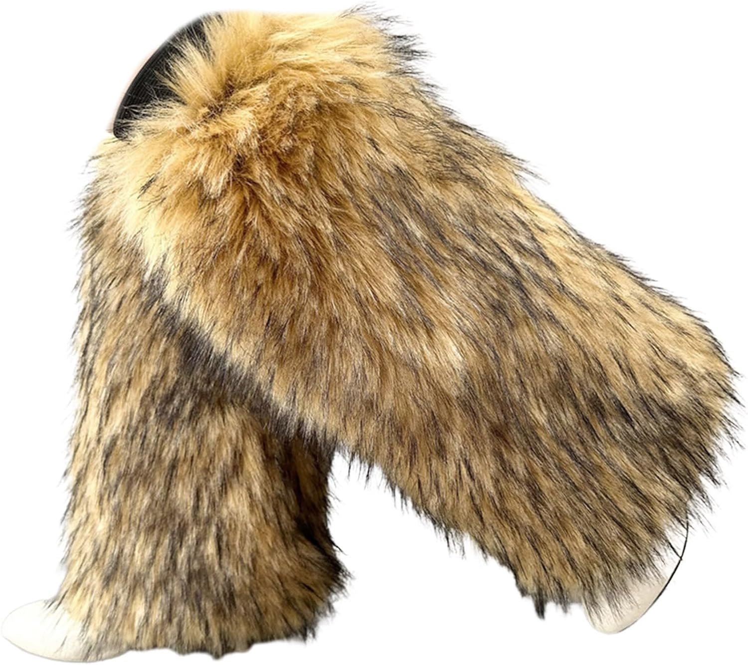 Faux Furs Leg Warmers for Womens Winter Warm Furs Boot Cuffs Covers,Cozy,Christmas,Halloween,Party, Cosplay Costume, 25, Rose Red Raccoon Dog