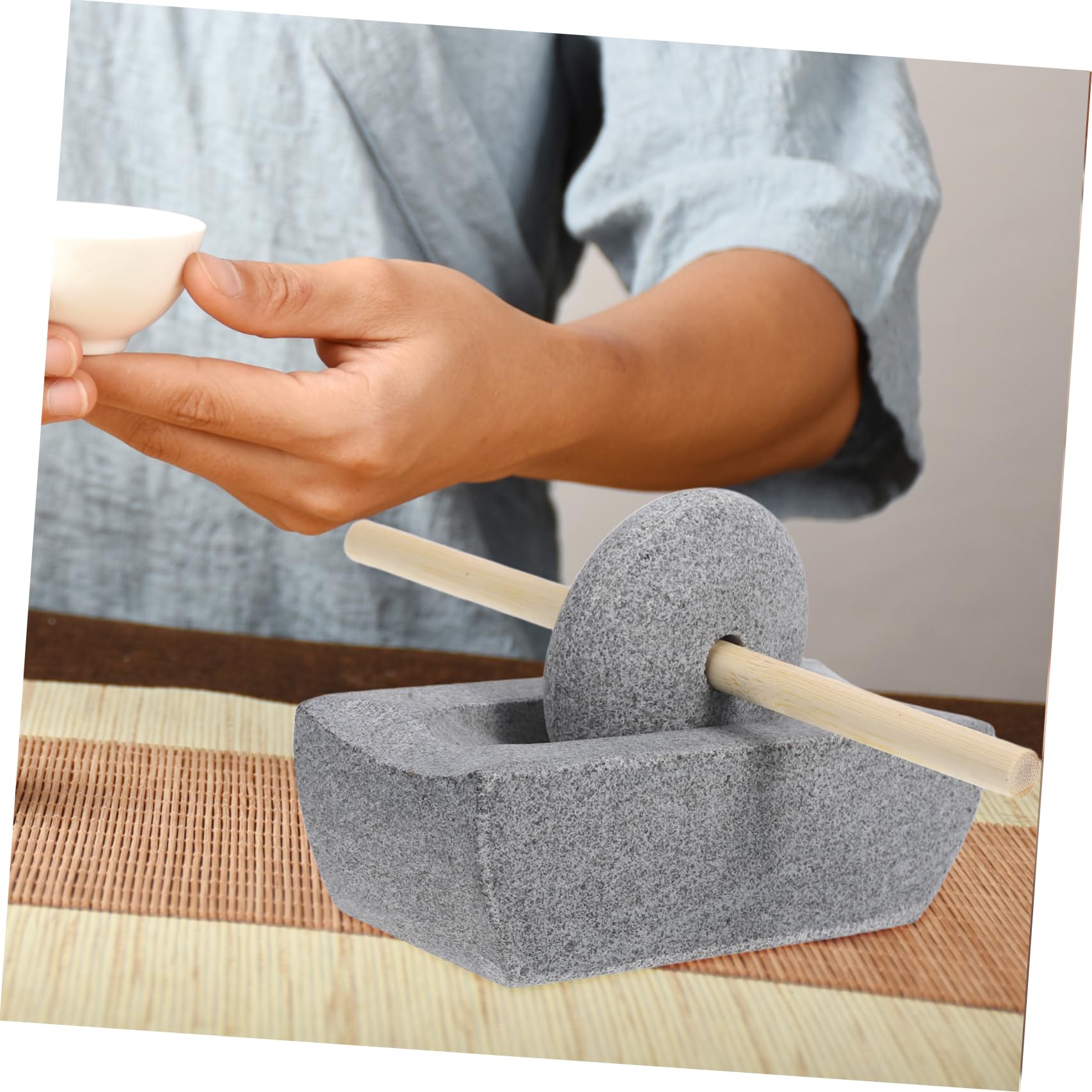 Manuelle Getreidemühle aus Stein mit Handkurbel, 1 Satz, Tee