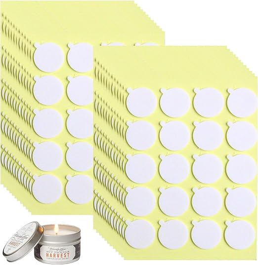 Aubeco 480PCS Candle Making Kit, Candle Wick Stickers, Candle Making Supplies, Double-Sided Stickers with The Little ‘‘Tail’’, Hot Wax Stickers for Candle Making