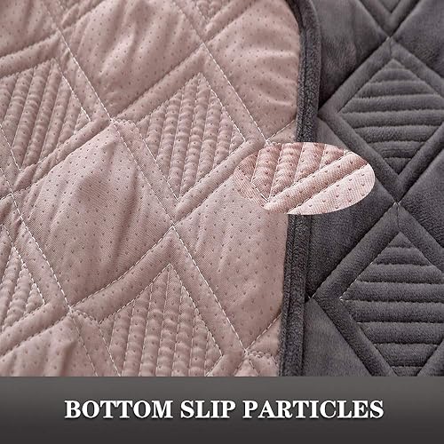 Miniatura 4 de TEWENE Funda para sofá de terciopelo antideslizante, gris oscuro, 36 x 63 pulgadas (solo 1 piezano todo el juego)