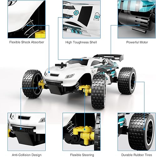 Miniatura 4 de Sinovan - Automóvil de carreras RC 24 Ghz automóvil de control remoto de alta velocidad 118 2WD automóvil de juguete para niños y niñas con dos