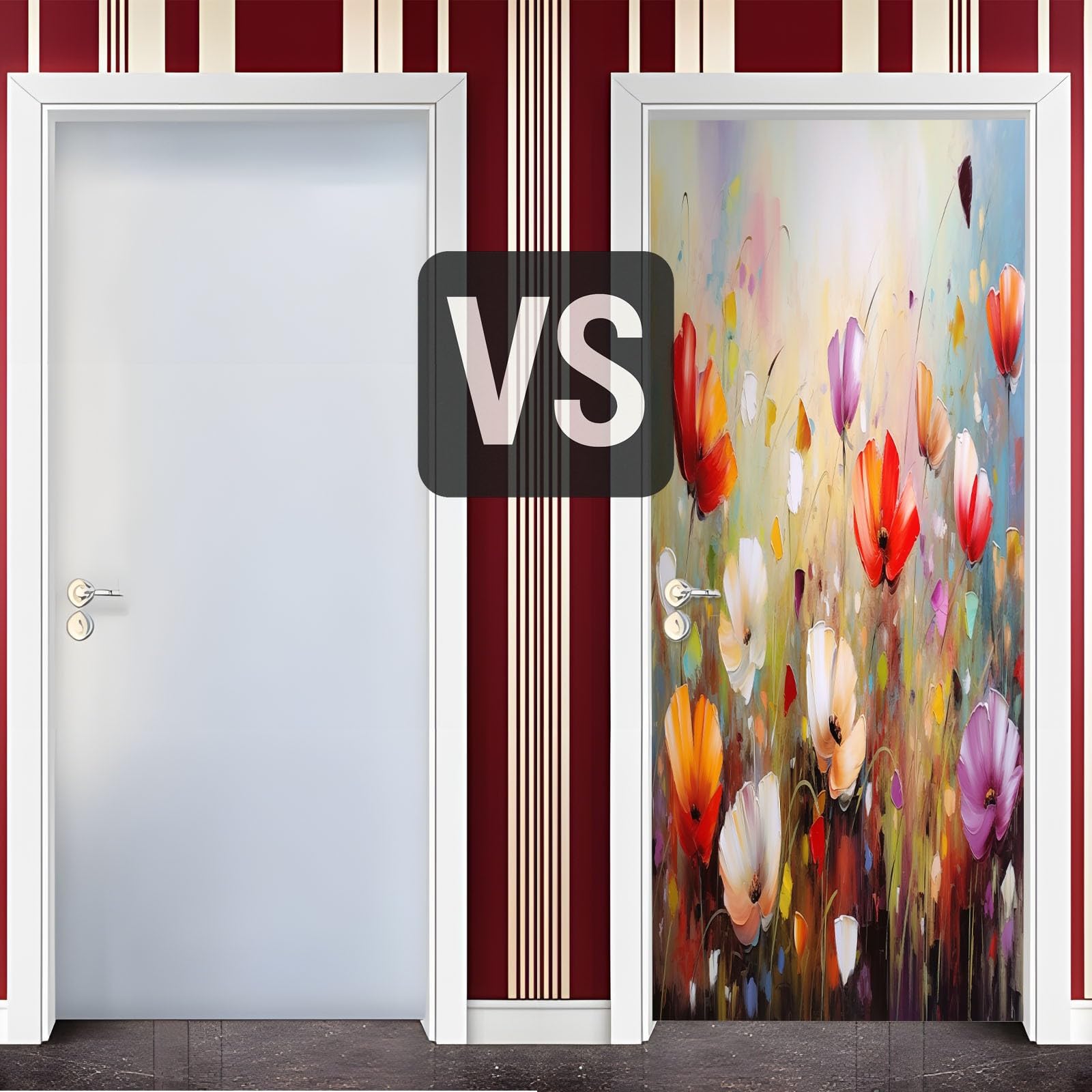 Naklejka 3D na drzwi 95 x 215 cm, tapeta na drzwi, obraz ścienny, akwarela, liście roślin, samoprzylepna, PCW, wodoodporna dekoracja na drzwi, roślina marzeń, fototapeta do salonu, sypialni, kuchni