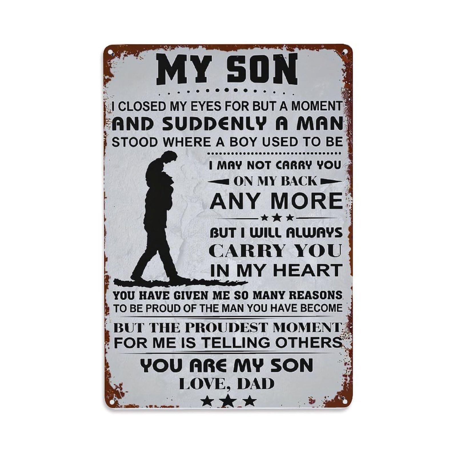 Nestemfo Vintage My Son Love Dad Sign Tin Sign Metal Sign, Living Room,Bar, Home, Bedroom Wall Decor,Retro Metal Poster 8X12 Inches