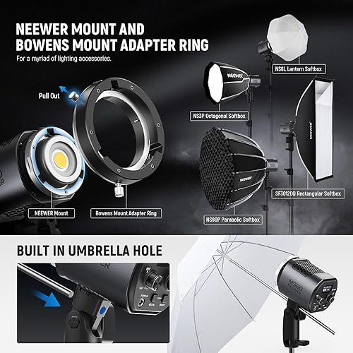 Miniatura 9 de NEEWER MS60 luz de video LED con control 2.4G/APP, iluminación continua de salida mini COB de 65 W 5600 K luz diurna, 40000 lux/1 m, CRI 97+/TLCI