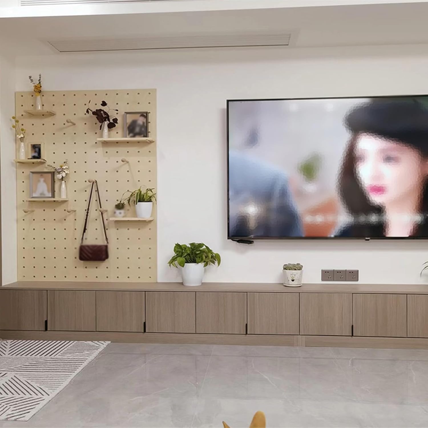 Wall-Mounted Wooden Combo Kit, 24x31in Plastic Tool Organizer & Storage Box for Living Room, Bedroom, Study - Stylish White Design