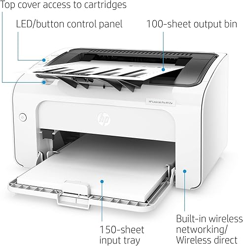 Miniatura 2 de HP Laserjet Pro M12w Impresora láser inalámbrica, lista para reabastecimiento de Amazon Dash (T0L46A) (renovada)