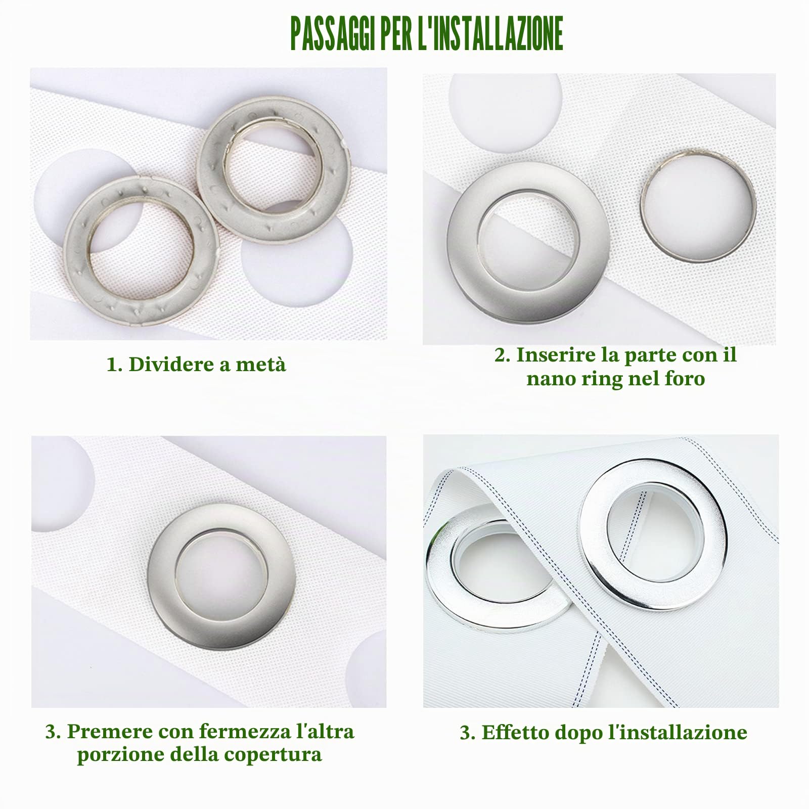 32pcs Anelli per Tende Plastica Rotondi Anello Occhiello a Basso Rumore 40 mm diametro Interno per Camera da Letto Soggiorno Tenda Fibbia (Argento)