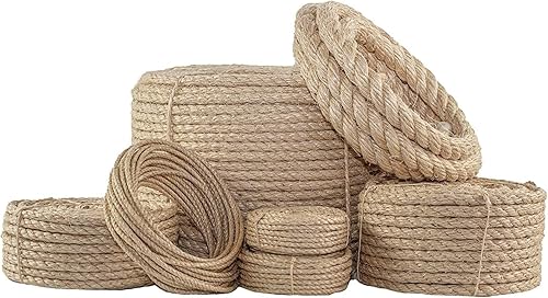 SGT KNOTS Cuerda de sisal trenzado para piezas de repuesto de árbol de gato, cuerda de sisal natural y cordel grueso para manualidades, bricolaje,