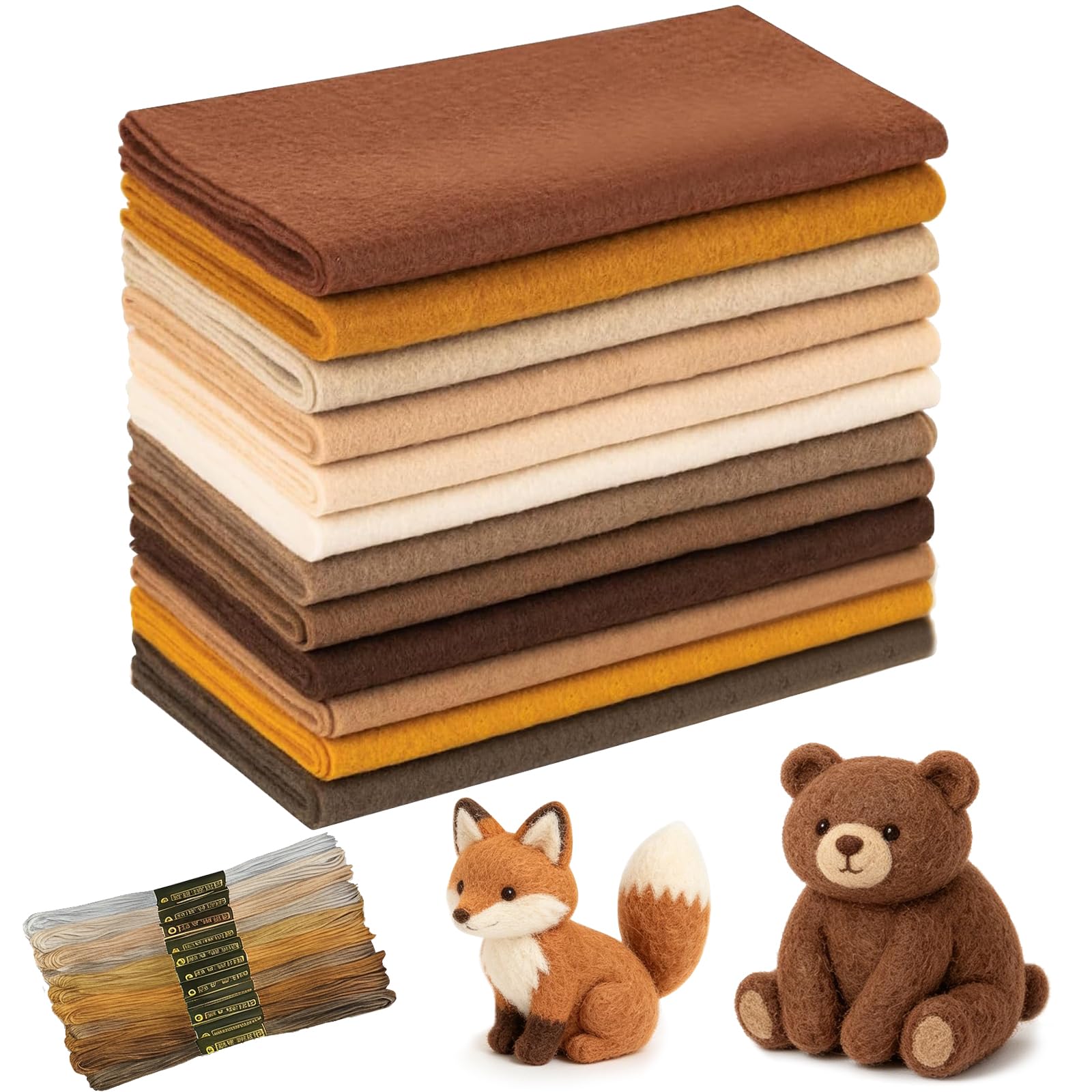12 rotoli di feltro morbido, 20 x 90 cm, feltro marrone, feltro 1 mm di spessore, feltro per lavori fai da te, patchwork, cucito, progetti scolastici, decorazioni (marrone)