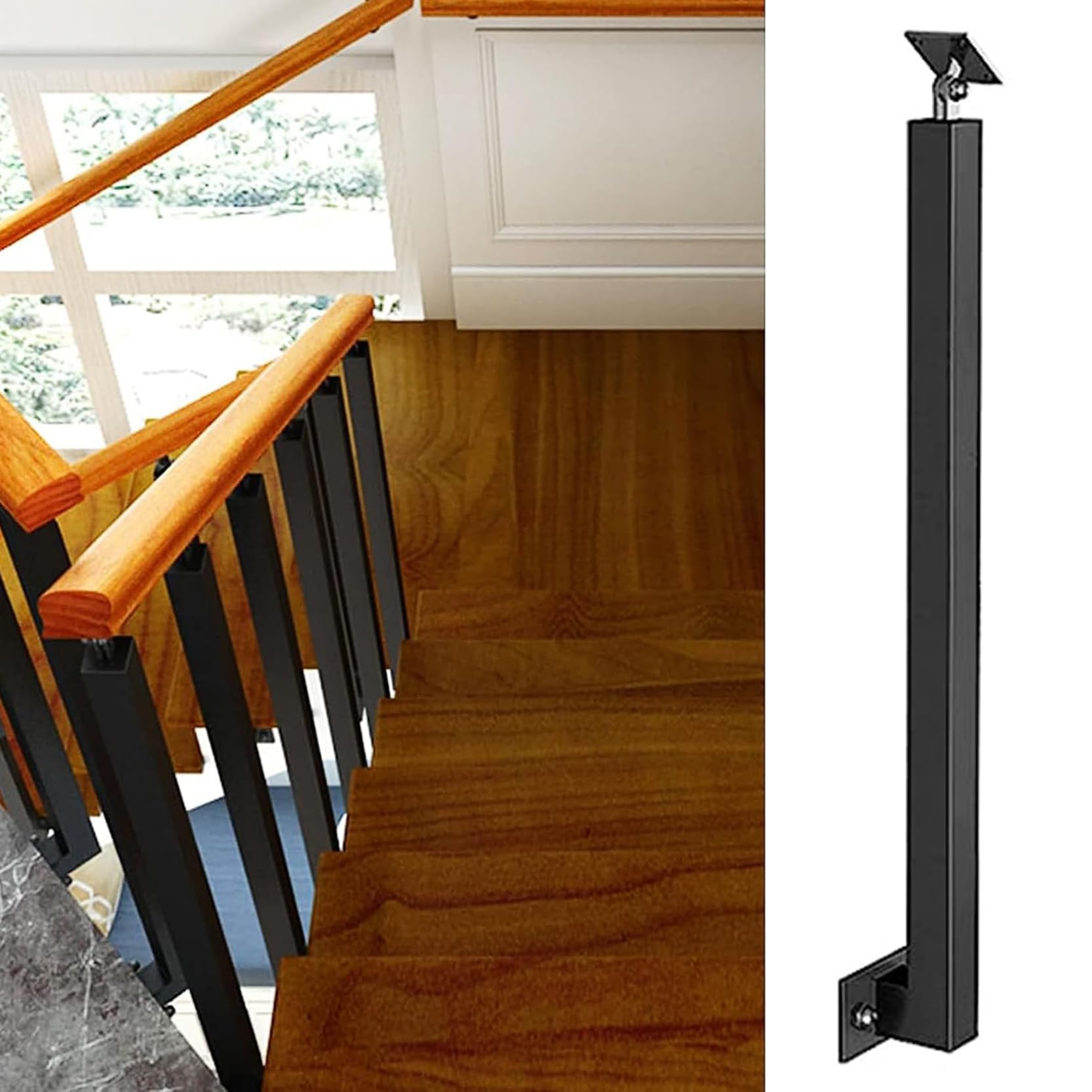 Poteau de balustrade en kit complet noir mat haute résistance