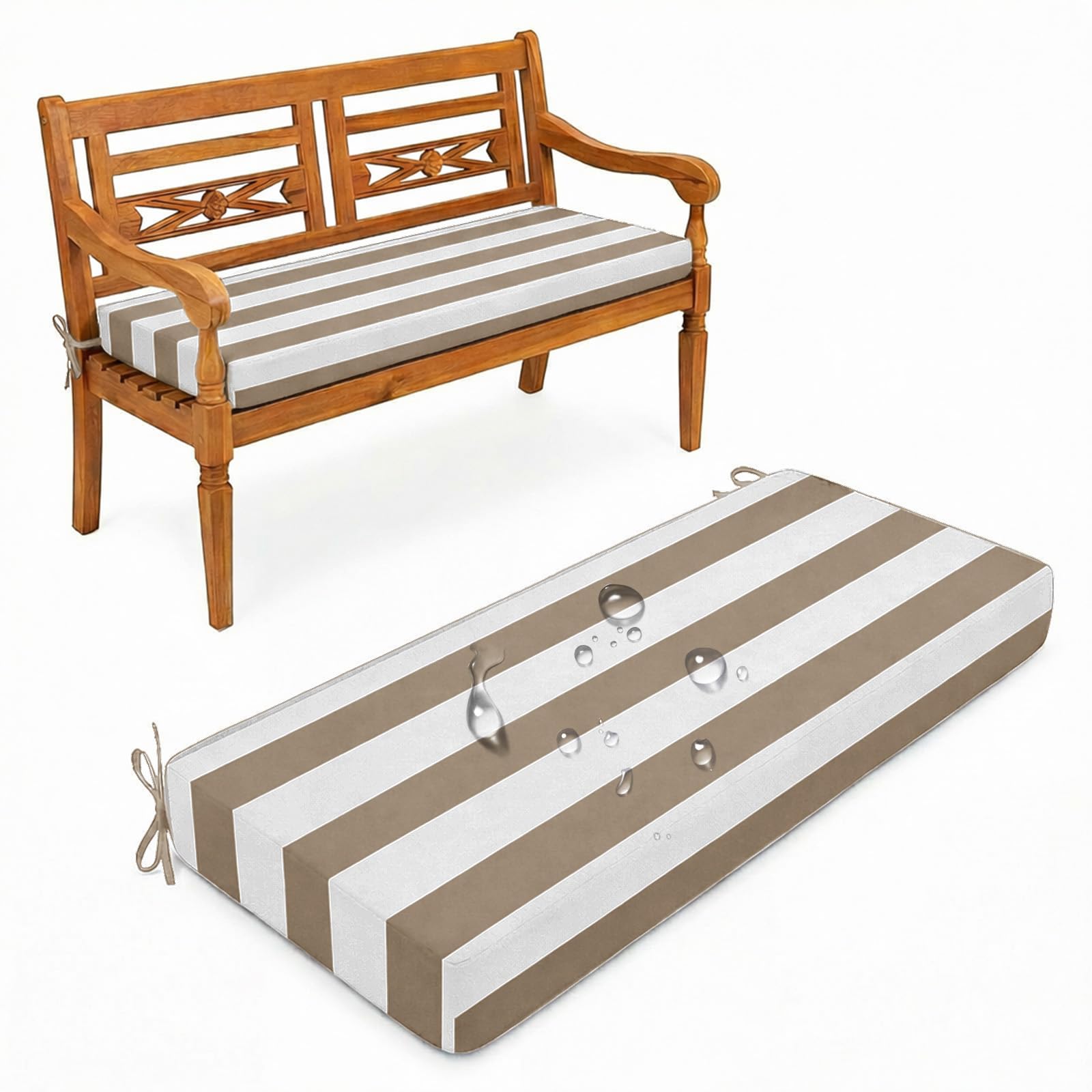 Aocase Outdoor Bench Cushion - 120cm/150cm/100cm/90cm x 35cm/30cm, Non-Slip Washable Cover, Zippered Removable, High-Resilience Foam,for Garden Benches, Bay Windows, Long Chairs,N07,75x30cm — image 1