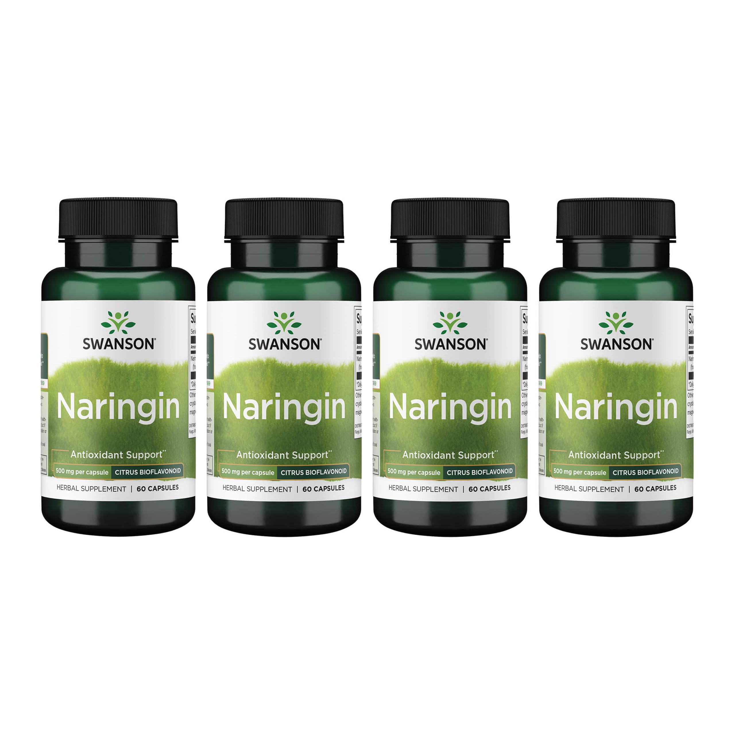 Swanson Naringin Citrus Bioflavonoid Antioxidant, 500 mg, 60 Caps, 4 Pack 60 Count (Pack of 4)
