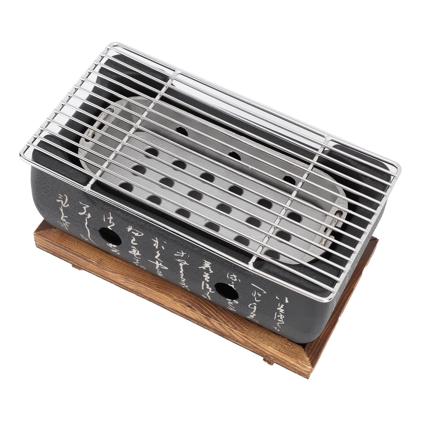 TOPINCN Fornello per Barbecue Giapponese, Fornello per Barbecue Portatile a Carbone a Carbone per Calligrafia Rettangolare Griglia a Riscaldamento Rapido con Base per Griglia (M)