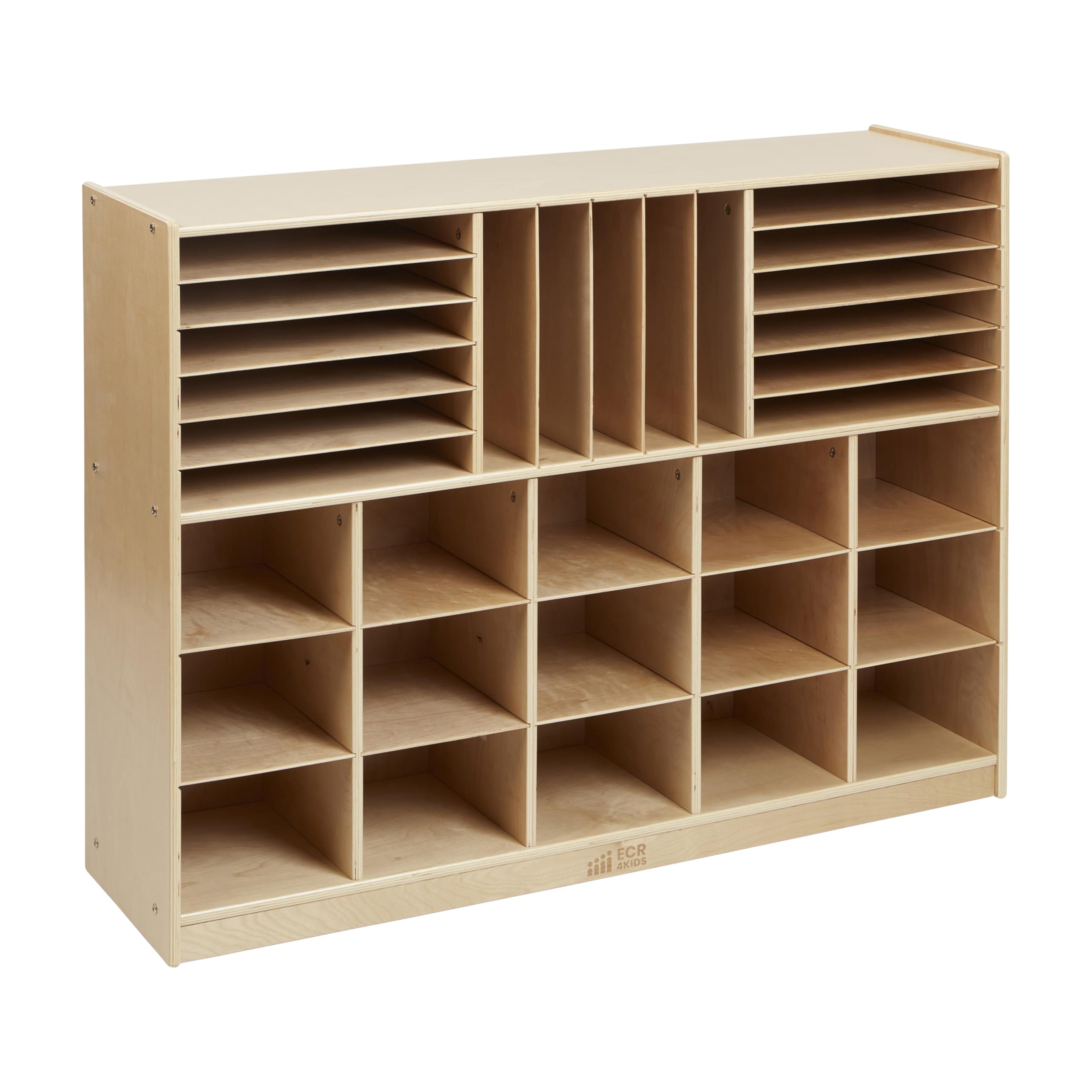 Multi-Section Mobile Storage Cabinet, Classroom Furniture, Natural, Birch plywood