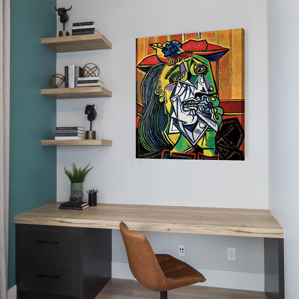 Picasso Mujer que Llora Lienzo Retrato Cubista 80x95cm