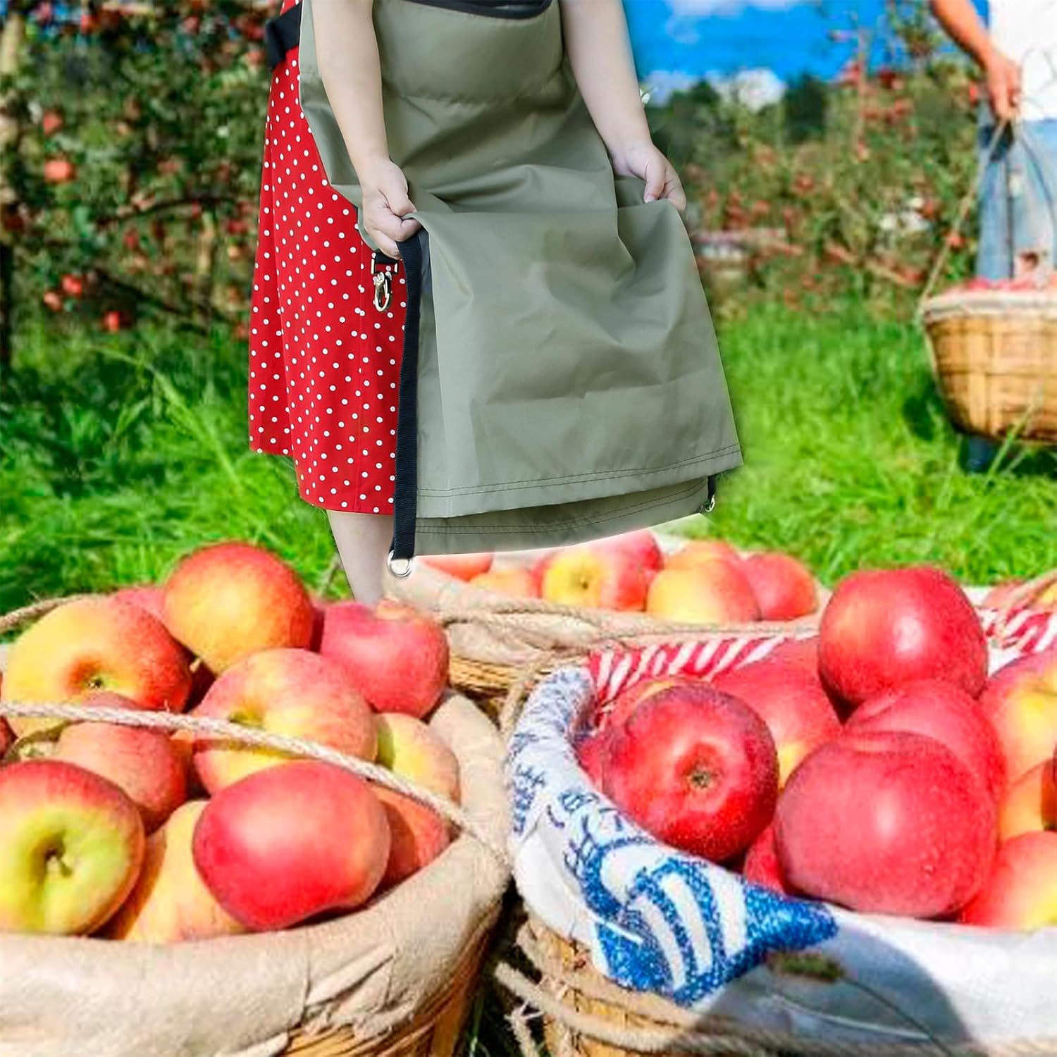 Gardening Apron with Pockets, 19.29 X 33.86 in Detachable Adjustable Oxford Harvest Apron, Picking Pouch for Vegetable Fruit Picking
