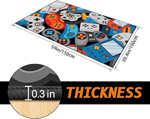 Miniatura 2 de Alfombra de área de juegos, alfombra de juegos 3D, tapete controlador de gamepad para niños y niñas, dormitorio, sala de juegos, alfombras