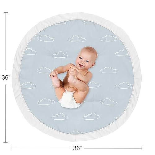 Miniatura 4 de Sweet Jojo Designs Blue Clouds - Tapete de juego para bebé, diseño de cielo de nube blanca y pizarra para aviador vintage, colección de aviación