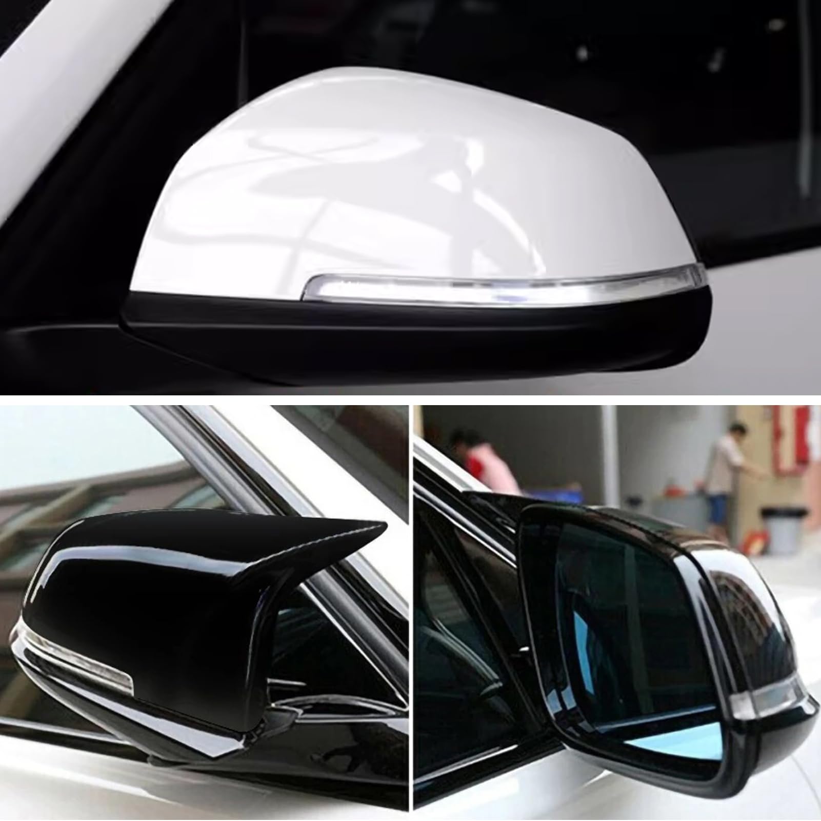 pour Coque Retroviseur F20 F21 F22 F23 F87 F30 F31 F34 F32 F33 F36 | Coque de Rétroviseur Compatible avec bmw série 1 2 3 4 i3 i01 x1 E84 Capuchon de Rétroviseur Gauche+Droite-Noir Brillant